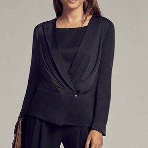 MM. LaFleur Black Silk Streep Tuxedo Jacket Size 6